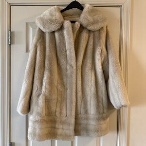 Elegant Cream Faux Fur Coat